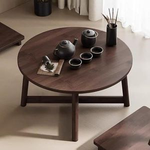 Multifunctionele klaptafel, Kleine ronde salontafel van bamboe, Japanse stijl, vloertafel, moderne tatamitafel uit het midden van de eeuw for de woonkamer(23.62""Lx23.62""Wx13.39""H(60x60x34cm))