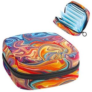 Kleurrijke Marmer,Periode Pouch Draagbaar,Tampon Opbergtas,Tampon Houder voor Portemonnee Vrouwelijke Product Organizer, Meerkleurig, 4.7x6.6x6.6 in/12x17x17 cm