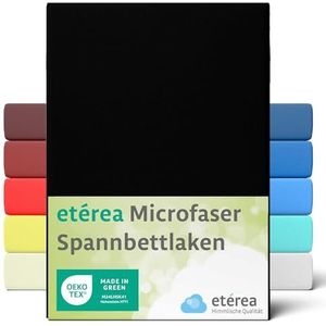 etérea Microfaser Hoeslaken 140x200cm - 160x200 Oekotex Made in Green - 100% polyester - interlock kwaliteit, microvezel hoeslaken tot 25 cm hoog - onderlaken 140x200-160x200 cm zwart