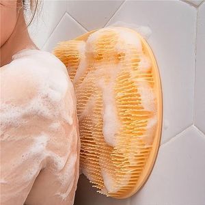 Rugscrubber For Douche, Rug Scrubber Bad Waskussen Badkamer Rugscrubber Wandgemonteerde Zuignap Siliconen Rugscrubber Siliconen Bad Massagekussen Borstel Met Zuignappen (Color : Orange)