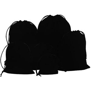 NC 10 stuks zwart fluweel opbergtas met trekkoord, fluwelen stoffen zakken, trekkoord, reisopbergzakken, tas, tas, cadeau, multifunctionele opbergtassen, fluweel