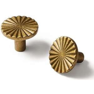 SORWDUERM 5 Pack Antieke Messing Kast Knoppen Vintage Keuken Solid Ronde Dressoir Lade Knoppen Eenvoudige Kast Hardware voor Kast Lade Trekt Zinklegering