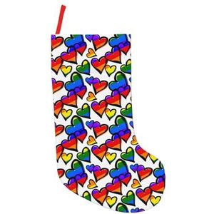 Regenboog Gekleurde Gay Pride Harten Print Kerst Kousen,Vakantie Party Decoraties