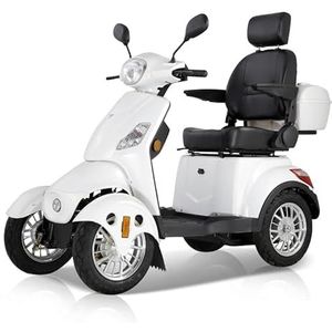 4-wiel elektrische scooter, bromfiets voor ouderen, elektrische Scootmobielen,Draaibare stoel, krachtig om te klimmen, multifunctionele opbergruimte (wit)