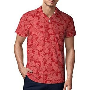 Red Strawberry Heren Golf Polo-Shirt Zomer Korte Mouw T-Shirt Casual Sneldrogende Tees XL