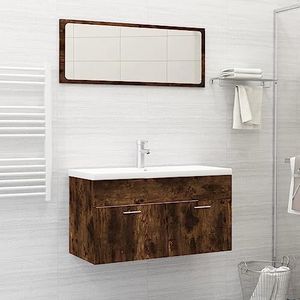 AJJHUUKI Meubelsets 2-delige badkamermeubelset gerookt eiken ontworpen houten meubels