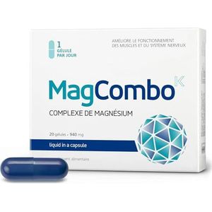 MagCombo - Geconcentreerd Magnesium - Olieformule - Verrijkt met Vitamines B2 B6 B12 en C - 1 Capsule per Dag - Laboratorium Getest