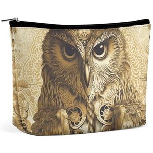 LYHVSFZQ Make-uptas, opvouwbare make-uptas, uilpatroon, bedrukte make-up-organizer, make-uptas voor reizen en dagelijks leven, stijl, één maat, make-uptas, Stijl, Eén maat, Make-up Tas