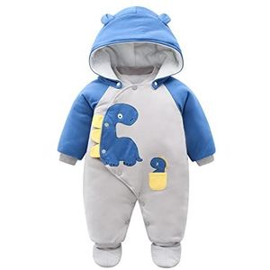 Baby Romper Winter Snowsuit Jongens Meisjes Outfits Katoen Afneembare Hooded Footies Warm Lange Mouw Cartoon Dinosaurus Jumpsuit Gift voor Pasgeboren 0-12 Maanden