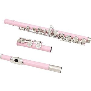 fluit instrument Kleurrijke Vergulde 16 Gesloten Gaten Fluit Met Koffer/Doek flute instrument (Color : Pink)