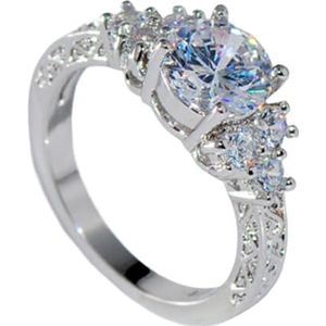 Vrouwen imitatie diamanten ring acht harten en acht pijlen zirkoon ring verlovingsring armband (Color : Zx6213Silver_No.10)
