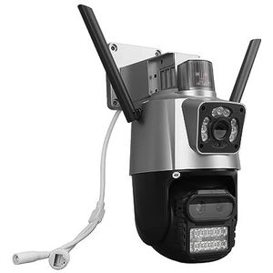 Outdoor Beveiligingscamera's, IP66 Waterdichte WiFi-camera met 3 Lenzen Ondersteunt Bewegingsdetectie Nachtzicht 2-weg Praten, Ondersteunt SD-kaart en Cloudopslag (EU-stekker)