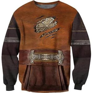 Middeleeuwse Viking Armor Totem Sweatshirt, Noorse Mythologie 3D Tattoo Print Heren Buitensport Straat Amulet Hoodie, Keltische Pagan Cosplay Kostuums (Color : Viking 5, Size : M)