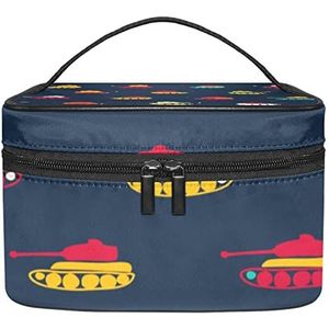 Tanks Marineblauwe Make-upzak voor Vrouwen Meisjes Kosmetische Zakken met Handvat Reizen Make-up Organizer Bag, Tanks Marineblauw, 8.9x5.9x5.4 Inches, Make-up Pouch