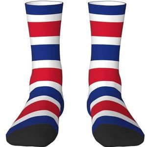 Evengigy Vlag van Costa Rica Grappige Sokken Crazy Fashion Cool Gepersonaliseerde Zachte Crew Sokken voor Mannen Vrouwen Unisex, Wit, One size