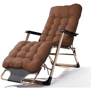 GEIRONV Draagbare Zero Gravity Recliner Chair, Balkon Binnenplaats Verstelbare Lounger Recliners met Kussen Outdoor Sun Lounger Chair Fauteuils (Color : Brown, Size : 178x52x32cm)