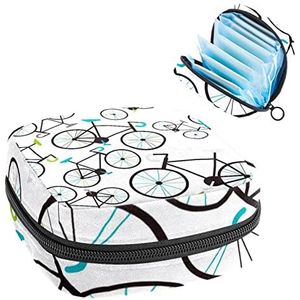 Maandverband Opbergtas, Periode Kit Bag voor School, Menstruatie Cup Pouch, Maandverband Pads Organizer Bag, Retro fietsen