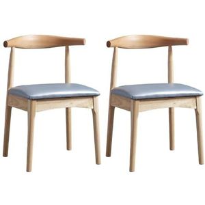 Meal Chairs Eetkamerstoelen set van 2 kunstleer keukenstoelen met houten poten, gestoffeerde stoelen for woonkamer, keuken, eetkamer(Blue)