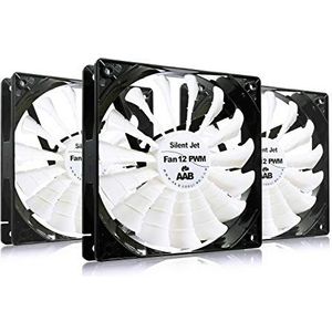AABCOOLING Silent Jet Fan 12 PWM – 120 mm ventilator voor pc-behuizing, CPU met 4 pads tegen trillingen, 12 V, pc-ventilatie, 12 cm, Ventilo PC, Fan PC 8,9 – 20,9 DB(A), 170 m³/h – 3 stuks