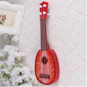 Miniatuur muziekinstrument Ukelele schattig fruitvormig ambachten muziekinstrument mini-gitaar klein miniatuur houten handgemaakte sieraden ornament model ( Color : Red )