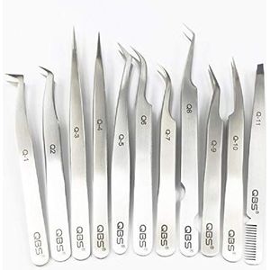 QBS Precisie-pincet van Roestvrij Staal voor Wimperextensions | Eyelash Extension Accessories | Pick Up and Isolation Tweezers (Q2-Volume)