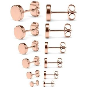 6 paar 3mm-8mm zwarte ronde Stud Earrings Stud Earrings Set RVS oorstekers voor mannen vrouwen zwart/zilver/goud/kleurrijk/roségoud/blauw