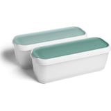 Set van 2 ijs room containers 1L, ijs opslag Containers, diepvriezer trays, ijs room containers BPA gratis Food Grade - Mint