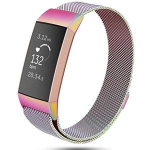 By Qubix - Compatible met Fitbit Charge 3 - Fitbit Charge 4 milanese bandje - Maat: Small - Colour - Compatible fitbit bandje