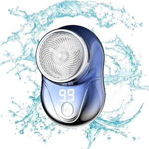 reizen scheermes - scheerapparaat voor mannen,Wasbaar elektrisch scheerapparaat voor mannen, reisformaat toiletartikelen, draagbaar, LED-display, USB oplaadbaar elektrisch scheerapparaat Aokley