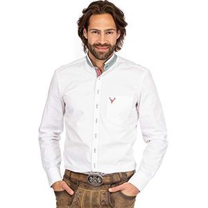 OS klederdrachthemd met opstaande kraag 420001-3684-1 wit groen