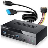 GRAUGEAR 8-interfaces Frontpaneel - 5,25 Inch - 2x USB-C - 2x USB-A - SD & microSD-kaartlezer