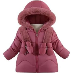 Kinderdonsjack Ultrazachte geïsoleerde jassen Kinderen Warme winterkleding Jongens Meisjes Lichtgewicht gewatteerde bovenkleding Winddichte capuchon Winterjassen Jas for jongens en meisjes(Deep Pink,4