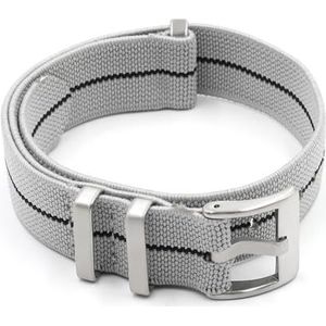 YAGHANG Horlogeband 18 Mm 20 Mm 22 Mm Nylon Horlogeband Riem Elastische Riem Horlogeband Vervangende Armband(Gray-Black Line,22mm Silver Buckle)