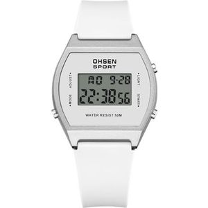 JewelryWe Digitaal horloge heren dames rubber: 12/24 uur 30 m waterdicht elektronisch digitaal polshorloge rubberen band multifunctioneel sporthorloge met kalender wekker stopwatch LED-verlichting,