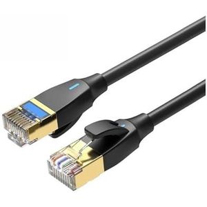 C-at8 E-/thernetkabel 40Gbps 2000MHz C-at 8 Netwerken Katoen Gevlochten Internet Lan-snoer Geschikt Fit Compatible Lap/tops P-/S 4 Router RJ45-kabel (Color : IKI C-at8 Black Round, Size : 5m)