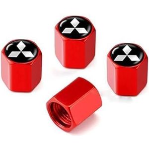 Auto Ventieldoppen - Rood - Voor Mitsubishi Colt Lancer ASX Eclipse Cross Outlander L200 EVO - 4 Stuks