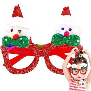 Kerst oplichtende bril,Kerstglazen Glitter Feestdagenglazen | Glitter Kerst Brilmontuur Glitter Party Brillen Bril Eyewear Party Favor voor Kerstmis Shenrongtong