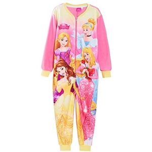 Disney Prinses Onesie voor Meisjes Pyjama Voor Kinderen Fleece Pjs Nachtkleding met Rits, roze, 9-10 jaar