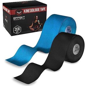 Effekt Manufaktur Kinesiotape - 2 rollen 5 m x 5 cm kinesiotape in blauw en zwart - waterdicht en elastisch kinesiotape voor sport - ongesneden spiertape - Uncut Physio Tape