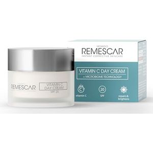 Remescar Vitamine C Dagcrème SPF 20, 50 ml - Gezichtscreme met Vitamin C, Dagcreme voor vrouwen en mannen, hydraterende Moisturizer voor een stralende teint met Microbiome Technologie
