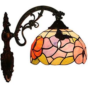 Tiffany Wandlamp 8 Inches, Platteland/Barok/antieke Libel/Victoriaanse Stijl Gebrandschilderd Glas Wandlamp, Gebruikt Voor Bloem/kolibrie/druif Wandlampen In Trappen, Gangen, En Bars