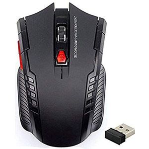 Brussels08 2.4Ghz draagbare optische mobiele draadloze gaming-muis met 6 knoppen met USB-ontvanger voor computer-pc-laptopkantoor Medium Zwart
