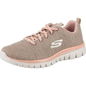 Skechers Graceful-Twisted Fortune dames sportschoenen, beige, koraal, maat 41, melocoton, 41 EU