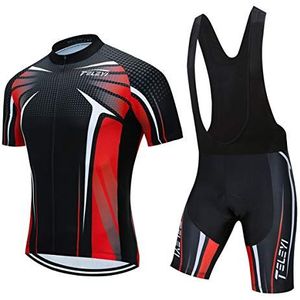 Fietsen jersey sets mannen Bike Top mountainbike jersey Bib korte broek pak cyclus Shirt Road Fiets Kleding paardrijden MTB kleding zomer fietsen zwart L