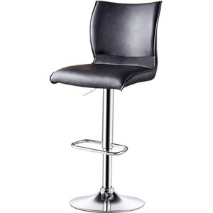 Barkrukken Barstoelen Hoge Krukken Barstoel 360° Draaibaar Verstelbare Barkrukken Met Rugleuning PU-zitting Voetsteun Metalen Onderstel Barkruk Stoel Bar Stoelen (Color : Black, Size : Sitting Heigh