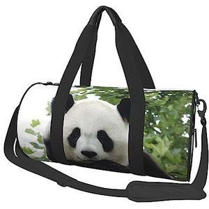 Mooie panda-print plunjezak nachttas grote capaciteit opvouwbare uniseks sporttas voor reizen buiten, zwart, één maat, Zwart, Eén maat