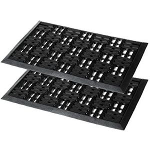 Dynamic Outdoor Rubbermat Buitendeur 45x75 cm Set Van 2 - Antislip en Stevig Rubber Deurmat Buiten - Hoogte: 14mm