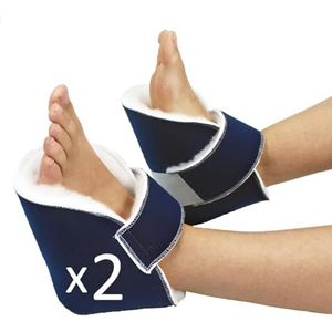 OrtoPrime Paar schoenen tegen decubitus, blauw, 2 stuks, hielbescherming + elleboogbescherming tegen zweren en wonden, universeel anti-decubitus kussen, zacht en comfortabel