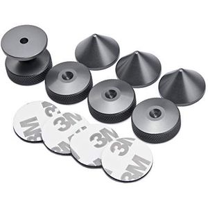 PrecisionGeek Grafiet Aluminium Luidspreker Spikes/Boxen Spikes Kegelvorm 20mm dia & Speaker Spikes Kegels 20mm & Lijm Pads - 4 stuks