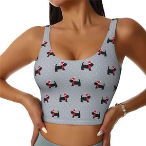 Xmas Leuke Honden Print Casual Wear Vrouwen Sport Vest Yoga Vest Workout Vest Voor Vrouwen Lichtgewicht Trendy, Zwart, S